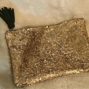 Bundle Gold Sequin Bag with Tassel & candle
